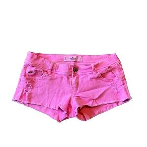 Hollister womens bright neon pink cut off short shorts size 5.
